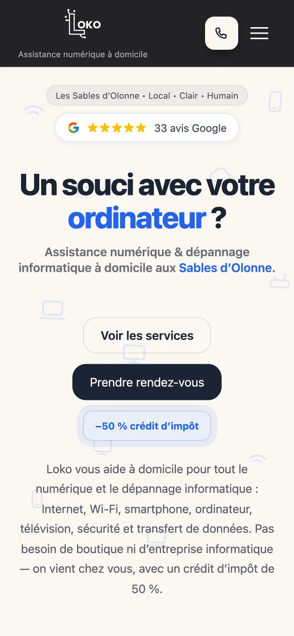 Site de Loko sur téléphone